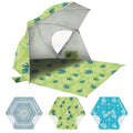 OutdoorMaster Pop Up Beach Umbrella, Portable Beach Tent Shelter, Beach Shade Sun Canopy with UPF 50+ UV Protection, Extendable Floor with Carrying Bag - color: Golden Amber