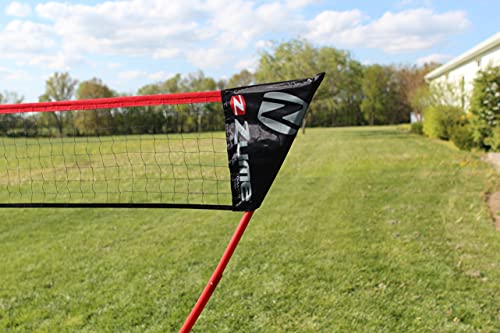 Zume Games Portable Badminton Set with Freestanding Base - Sets Up on Any Surface in Seconds - No Tools or Stakes Required