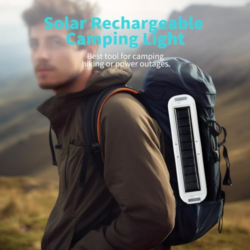 Solar Rechargeable Camping Lantern - 2000 Lumens, 4 Light Modes, Solar & USB Charging (White) - color: White