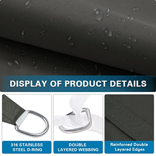 Amagenix Waterproof Sun Shade Sail 10'X10' Dark Grey Shade Canopy Curved Edge 95% UV Blocking Awning Shelter for Outdoor Patio Backyard Garden Activities,Customized - color: Dark Grey, size: 1 0' X 1 0', style: Waterproof Rectangular