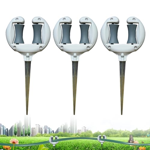 3 Pcs Garden Hose Guides for Outside - 10.6 Inch Rust-Proof ABS & Galvanized Metal Lawn Hose Guide Spike Holder, Roller Reel Lawn Hose Support, Garden Hose Guide Nail, Garden Hose Accessories