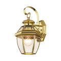Livex Lighting 2051-02 Monterey 1 Light Outdoor Polished Brass Finish Solid Brass Wall Lantern with Clear Beveled Glass - color: Polished Brass