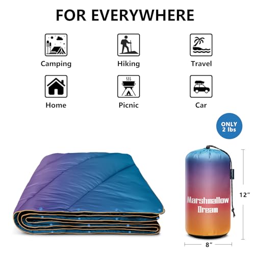 Camping Blanket, Puffy Blanket Lightweight Windproof Water Resistant for Outdoors,Hiking, Backpacking,Beach,Car,Picnic,Stadium - color: Grad Orange, size: 52"x75"