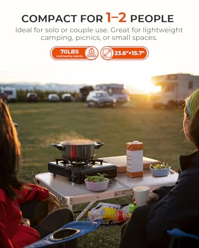 Sportneer Camping Table: Adjustable Height Small Folding Table 23.6" L x 15.7" W 2 Height with Mesh Layer - Compact & Portable Camping Essentials for Outdoor Camp Garden Picnic BBQ Dining Cooking - color: White, size: 23.6"L x 15.7"W (2 Height)