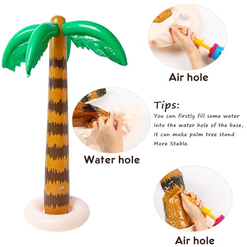 R HORSE Inflatable Palm Tree Flamingo Banana Beach Ball Parrot Beach Pool Toys for Tropical Hawaiian Luau Party Summer Pool Beach Party Decorations - style: Palm Tree+Flamingo+Banana+Beach Ball+Parrot