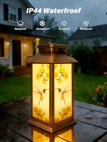 Mothers Day Gifts, Solar Lanterns Outdoor Waterproof Hummingbird Hanging Garden Decor Gifts for Mom Women Grandma, Outdoor Solar Lights for Garden Lawn Yard Patio Porch - style: Hummingbird
