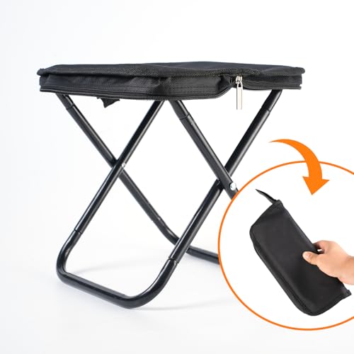 Camping Stool 12 Inch Portable Folding Stool with Carry Bag Weight Load 220lbs Portable Stool for Camping Fishing Hiking BBQ - size: 12inch
