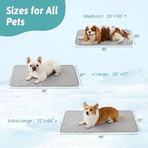 COZY KISS Dog Cooling Mat 32"x44" Q-Max>0.4, Waterproof Pet Cooling Pad, Leakproof & Non-Slip Dog Bed Cover, Washable Cooling Blanket for Medium Dogs, Crate, Sofa, Floor(Gray) - color: Gray, size: 32"x44"