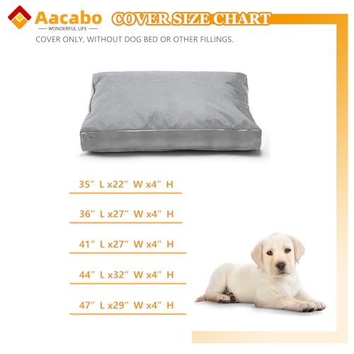 Dog Bed Cover,Heavy Duty Durable Waterproof Fluffy Soft Short Plush Replacement Dog Bed Covers,36L x 27W x 4H Inch Washable Removable Pet Bed Mattress Cover with Zipper.Grey,Cover Only. - color: Grey-Soft Plush, size: 36" L x 27" W x 4" H