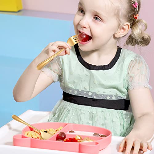 LIANYU 12-Piece Gold Kids Silverware Set, Stainless Steel Toddler Utensils Flatware Set, Child Cutlery Tableware for 4, Include Knife Fork Spoon, Mirror Finished, Dishwasher Safe - color: Gold