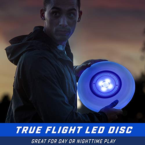 GoSports Ultimate Light Up Flying Disc - 175 Grams with 4 LEDs - Multi, Red, or Blue