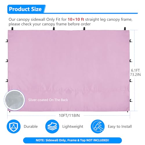 Joramoy Canopy Tent Sidewalls for 10×10 Pop Up Canopy, 3 Pack Instant Canopy Sunwall, Waterproof and UV Protection Canopy Shade Wall, Straight Leg Canopy Sidewalls 3 PCS Only(PinkPurple) - color: PinkPurple, size: 10×10