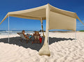 Beach Canopy Tent Shade with Sidewalls 10x10FT, 6.6FT Tall, UPF50+ Sun Shelter, Windproof & Water Resistant, Includes Guylines Sand Shovel Stability Poles, Easy Up for Beach Outdoor Camping Backyard - color: Flaxen