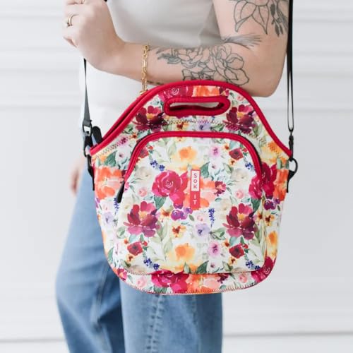 Sok It LunchTote Zippered Bag Insulated Neoprene Caddy (Blooming Bright, X-Large 6.5 Quart Lunch Tote) - color: Blooming Bright, size: X-Large 6.5 Quart Lunch Tote