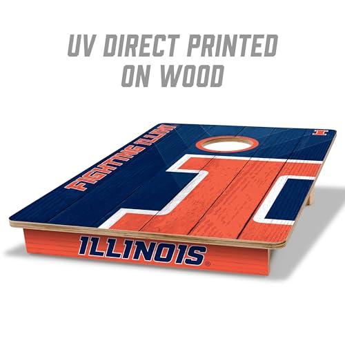 YouTheFan NCAA 2’ x 3’ Wood Cornhole Game with Logo Bags - color: Illinois Fighting Illini, size: 2' X 3'