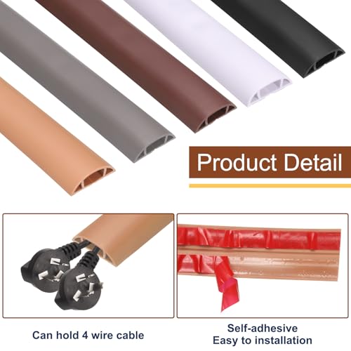HARFINGTON 6ft Cord Cover Floor W0.6 x H0.33 Inner Channel PVC Hide Extension Cable Floor Wire Hider Wire Covers Protector for Prevent Cable Trips Cables Management, Coffee - color: Coffee, size: 6ft