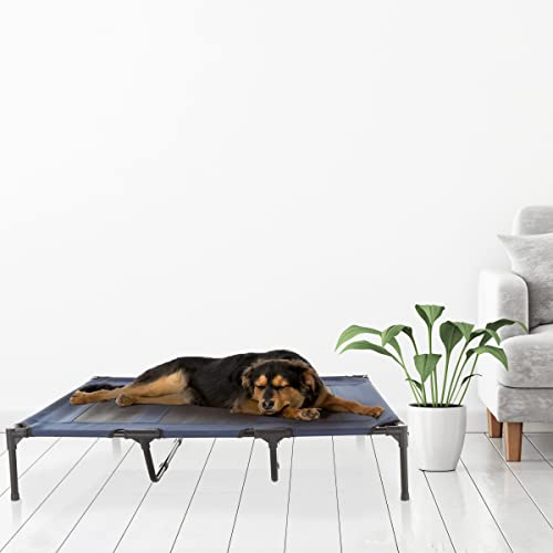 Elevated Dog Bed - 48x35.5-Inch Portable Pet Bed with Non-Slip Feet - Indoor/Outdoor Dog Cot or Puppy Bed for Pets up to 110lbs by PETMAKER (Blue) - color: Blue, size: X-Large