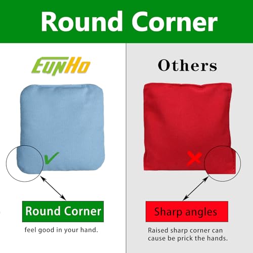 EunHo Cornhole Bags Set of 8 Regulation Size & Weight Corn Hole Bean Bags Official Professional All Weather for Tossing Game with Carry Case - color: SkyBlue/Grey