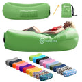 Nevlers Green Inflatable Lounger | 210T Polyester Inflatable Chair | No-Pump Blow Up Couch | Camping Couch Air Sofa w/ 450 lbs. Cap., Pockets & Matching Bag | Use as Inflatable Couch for Adults & Kids - color: Green, size: 1 Pack