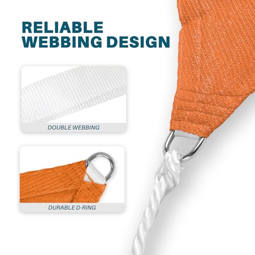 Coarbor 2' x 2' x 2' Sun Shade Sail Canopy Sunshade Outdoor Heavy Duty Triangle Fabric Cloth Screen for Patio Garden Yard Deck Pergola Canopy (Orange) - color: Orange, size: 2'x2'x2'