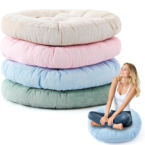 Jerify Floor Pillow Cushions Large Round Square Large Meditation Floor Pillow for Classroom Adult Meditation Picnic Party Seating Learning Daycare School(Round,Light Colors,4 Pcs) - color: Light Colors, size: Round