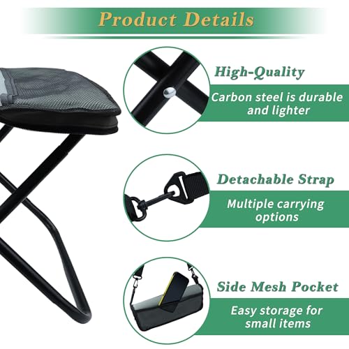 YANYUCB Portable Folding Chair,Ultralight Collapsible Stool,Camping Chair,Handbag Style Pocket Foldable Stool for Camping Travel Fishing Hiking and Outdoor Activities(Grey) - color: Grey