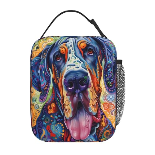 Reusable Dog Lunch Box for Kids Girls Boys Women Adult, Insulated Cool Great Dane Lunch Bag,Polyester Cooler Handbags Case for School Picnic Work Travel Outdoor Beach or Hiking - color: Great Dane 01