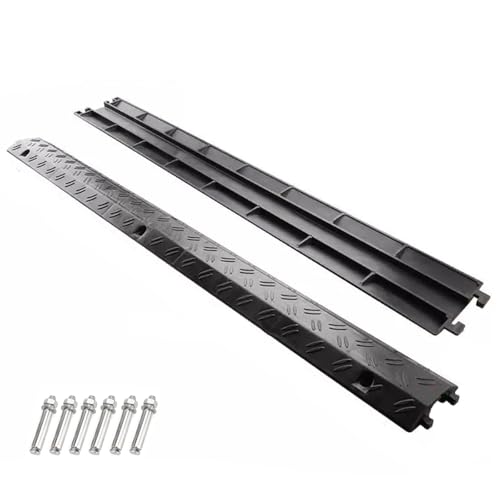 Floor Cable Cover, PVC Cable Protector Ramp, 1-Channel Modular Speed Bump with 6 Bolts, 660lbs Load Capacity, for Indoor Outdoor Use(Black,100x10x2cm/39x4x0.8in) - color: Black, size: 100x10x2cm/39x4x0.8in