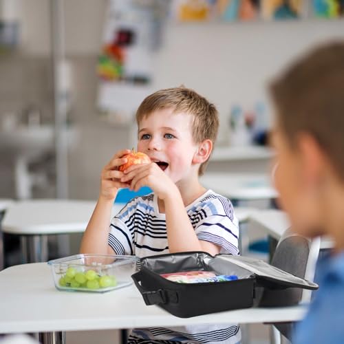 Genteen Lunch Box for Kids Men Women Adults - Small Insulated Snack Bag Reusable Lunch Bag, Zip Closure & Buckle Handle, Portable Cooler for Work, School,Travel (Black) - color: Rectangle Black