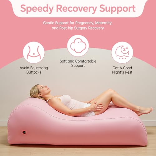 BBL Bed After Surgery for Sleeping, Inflatable Mattress Chair Sofa with Hole, Brazilian Butt Lift Recovery Pillow Post Surgery Air Couch for Home - color: Pink a