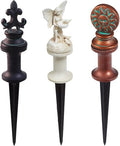 Hose Guides for Garden, 3Pcs Garden Hose Guide Stake Decorative with Roller, Hose Guide Spike Plant Protector Lawn Hose Support Spikes for Outside Lawn Yard(bud, fairy, Sun God)