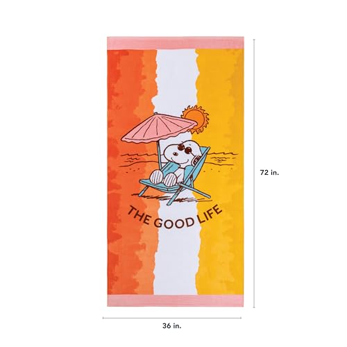 Berkshire Peanuts® Snoopy Beach Towel — 100% Cotton Pool & Beach Towel, Absorbent, Quick-Drying & Sand-Free, 36'' × 72'', Snoopy Beachy Good Life - color: Snoopy Beachy Good Life