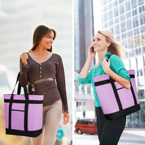 Insulated Reusable Tote Bag for Grocery Shopping for Women/Men, Pizza/Food Delivery Bag to Keep Food Cold/Hot for Commercial Delivery Services, Cooler bags for Travel/Beach/Picnic, Lavender - color: Purple, size: Non-Waterproof