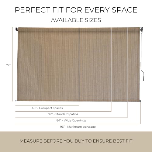 Outdoor Patio Roll Up Shade for Use on Exterior Porch, Patio, Window and More | High Density Polyethylene Privacy Screen Blocks 87% of UV Rays | Hardware Included | 4 ft Wide | Beachfront - color: Beachfront, size: 48"W x 72"H