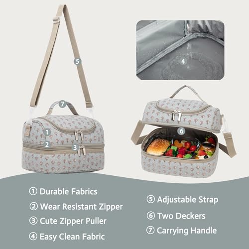 Insulated Kids Dual Compartment Lunch Bags Tote for Girls Boys Toddler Lunch Boxes Pre-School Toddler Kindergarten Picnic Camp Food Cooler Thermal with Strap (Z Blue Floral) - color: Z Blue Floral