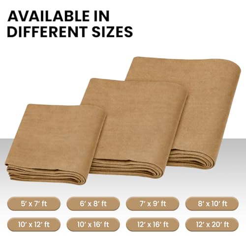 Zuperia Heavy Duty Canvas Tarp (8' x 10' ft - Pack of 2) with Rustproof Grommets, UV Resistant & Tear Resistant Multipurpose Tarpaulin Cover for Outdoor, Industrial & Commercial Use (Beige) - color: Beige, size: 8' x 10' ft - 2 Pack