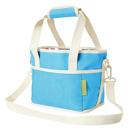 Family Size 4 Compartment Drink Carrier Bag, Cup Carrier Caddy for Hot & Cold Drinks, Portable Cup Holder for Car Travel, Beach, Picnic, Camping & Commute (Blue) - color: Blue