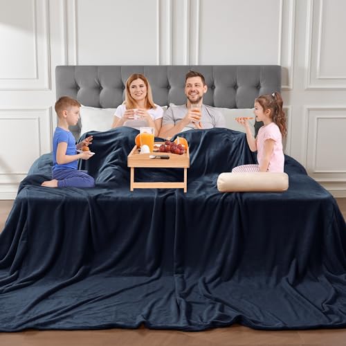 Oversized Blanket 120x120 Inches, Giant Huge Companion for Bed, Sofa, Travel and Camping, Extra Large Big Soft Blanket Fits The Whole Family and Outdoor Campaign, Navy - color: Navy
