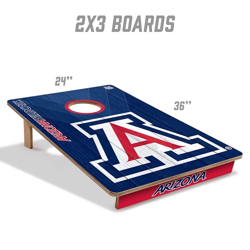 YouTheFan NCAA 2’ x 3’ Wood Cornhole Game with Logo Bags - color: Arizona Wildcats, size: 2' X 3'