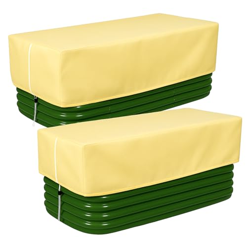 2 Pcs 49.6" x 20" Raised Garden Bed Cover for Winter Large Plant Covers Freeze Protection with Zipper Drawstring Frost Cloth Blanket Protection Box Bags for Garden Outdoor Plants Bush - size: 49.6 × 24 x 19.7 in