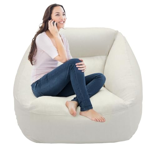 Inflatable Couch Sofa for Adult,Blow Up Chair,Camping Lounger Air Couch for Indoor&Outdoor with Removable Washable Cover (Beige) - color: Beige