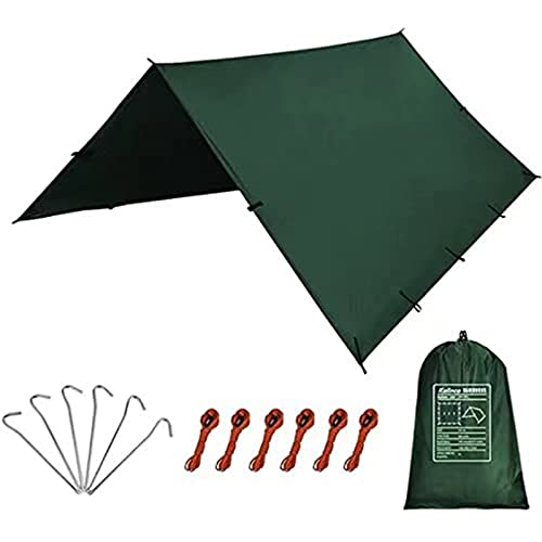 KALINCO Waterproof Camping Tarp Tent Hammock Rain Fly, 10X10FT/10X15FT, Mutifunctional Tent Footprint Lightweight Tarp for Camping, Hiking and Survival Shelter - color: Green-3x3m