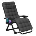 ZENPETIO Zero Gravity Lounge Chair, Foldable Outdoor Recliner with Detachable Cushion, Portable Anti Gravity Lounger for Camping, Patio, Poolside, Lawn - Ash Grey - color: Ash Gray