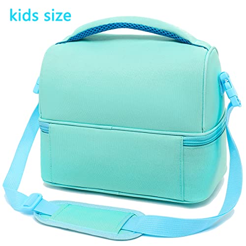 FlowFly Double Decker Cooler Insulated Lunch Bag Large Tote for Boys, Girls, Men, Women, With Adjustable Strap,Light Blue - color: Light#Blue