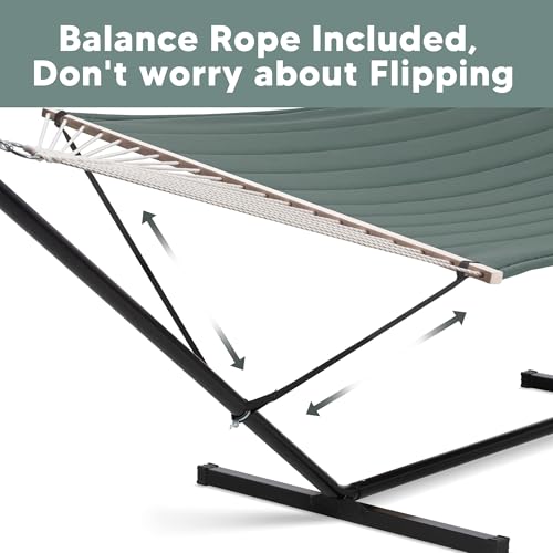 SUNCREAT Standing Hammock with 15 ft Stand, Hammocks for Outside, Gray Green - color: Gray Green, size: 15 ft Stand