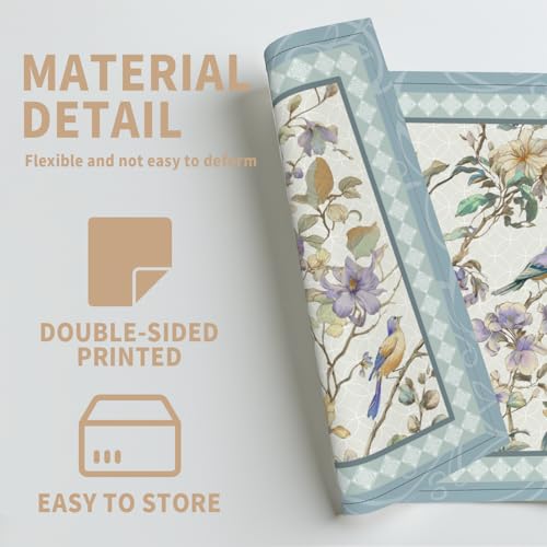 Spring Placemats Set of 4 Blue Birds Flowers Blossom Table Mats Seasonal Spring Floral Place Mats Washable Rustic Holiday Table Decoration for Indoor Outdoor Party Kitchen Dining - color: Blue Bird Flowers