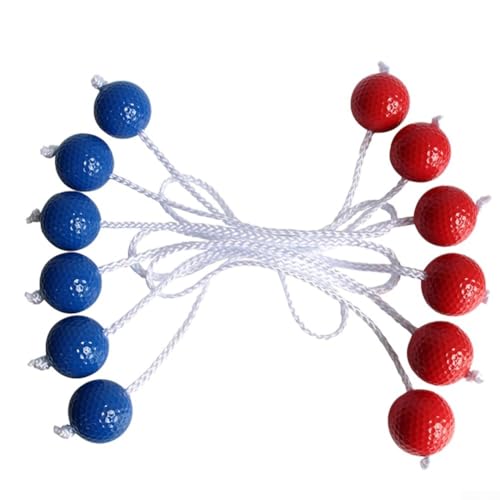 Ladder Ball Toss Game, Golfs Ball Bolas Set, PE Material, 42mm Diameter, 50cm Cord, 6 Pieces, Black White Red Blue, for Yard Lawn Outdoor Indoor Activities - color: red+blue
