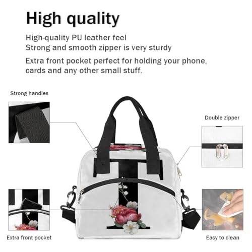 Letter T Insulated Lunch Bag for Women Men Reusable Waterproof Lunch Box Cooler Tote Bag One shoulder portable meal bag Portable Adult Lunchbox for Work Picnic Hiking Beach - color: Letter T