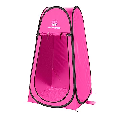 Wakeman Pop Up Changing Tent, 3.3 x 3.3 x 6.2ft, Camping Shower Tent for Portable Toilet Stall or Dressing Room with Carry Bag for Camping, Beach, or Tailgate, Polyester - color: Pink