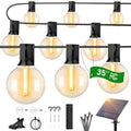 OHLUX 30FT Solar String Lights Outdoor, Waterproof Solar Patio Lights with Remote, 17 Shatterproof LED Filament G40 Globe Bulbs, 2200K Soft White, Dimmable Outside Hanging Light for Backyard Deck - size: 35FT
